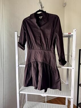 STAUD Rocco Mini Dress in Dark Brown  New